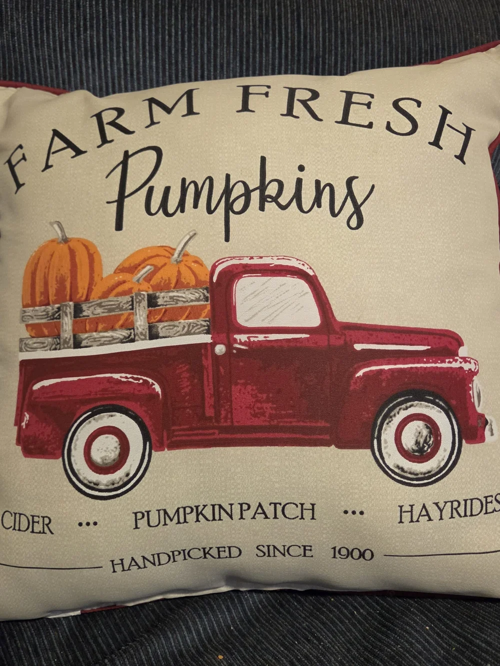 Farm Fresh Pumpkins Decorative Pillow - Red Truck